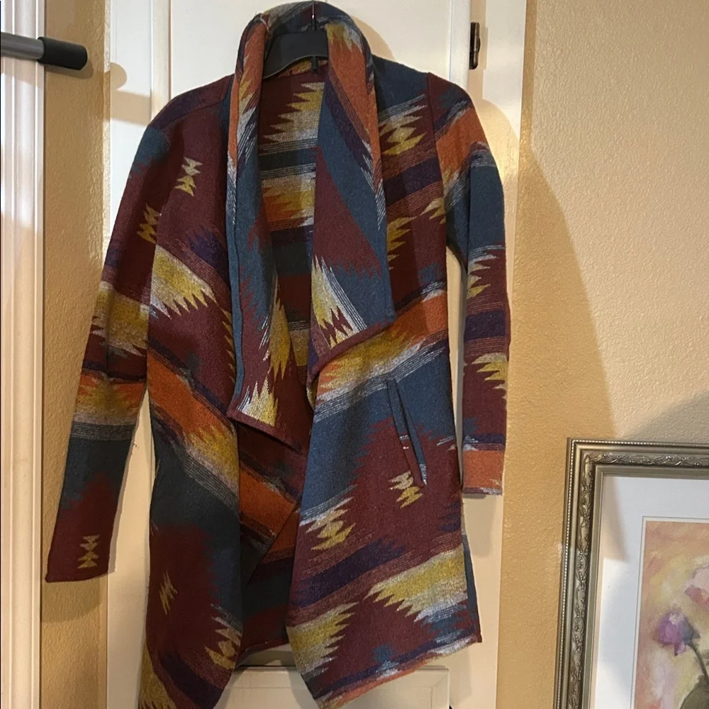 Colorful Geometric Patterned Coat - Picture 1 of 1